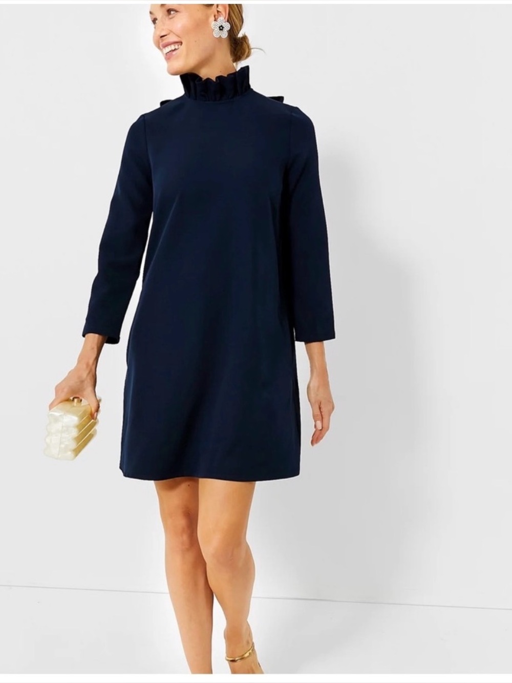 Tuckernuck‎ Pomander Place Daphne Dress Navy Blue Size Small High Neck